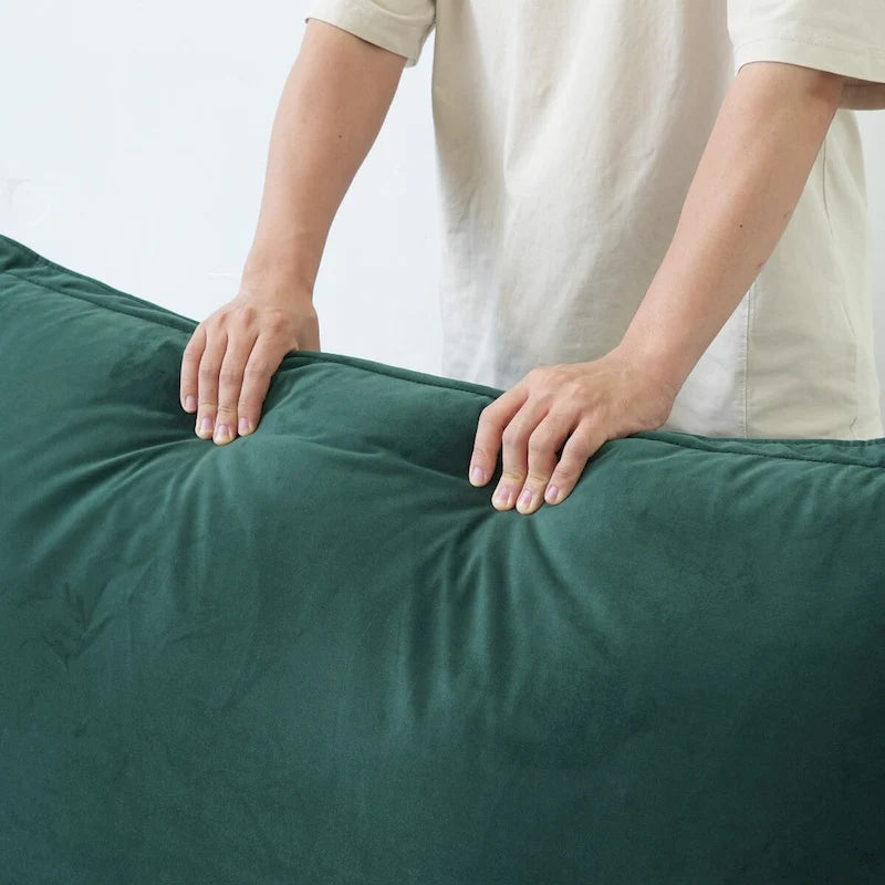 Sofá seccional en L de terciopelo naranja/rojo/verde/azul con otomana, 4 plazas