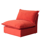 Sofá seccional en L de terciopelo naranja/rojo/verde/azul con otomana, 4 plazas