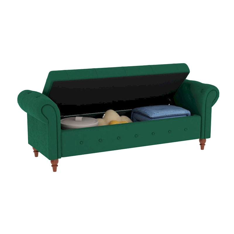 Gris Oscuro / Azul Marino / Rosa / Amarillo / Beige / Blanco Crema / Verde Oscuro – Banco otomano de almacenamiento con mechones, asientos para 1-2