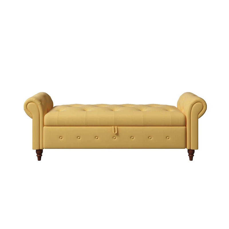Gris Oscuro / Azul Marino / Rosa / Amarillo / Beige / Blanco Crema / Verde Oscuro – Banco otomano de almacenamiento con mechones, asientos para 1-2