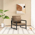 Sillón individual marrón/blanco, sofá individual moderno de piel sintética para 1 persona