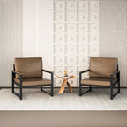 Sillón individual marrón/blanco, sofá individual moderno de piel sintética para 1 persona