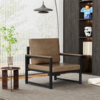 Sillón individual marrón/blanco, sofá individual moderno de piel sintética para 1 persona