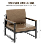 Sillón individual marrón/blanco, sofá individual moderno de piel sintética para 1 persona