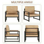 Sillón individual marrón/blanco, sofá individual moderno de piel sintética para 1 persona