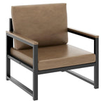 Sillón individual marrón/blanco, sofá individual moderno de piel sintética para 1 persona