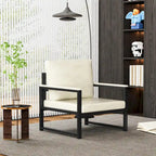 Sillón individual marrón/blanco, sofá individual moderno de piel sintética para 1 persona