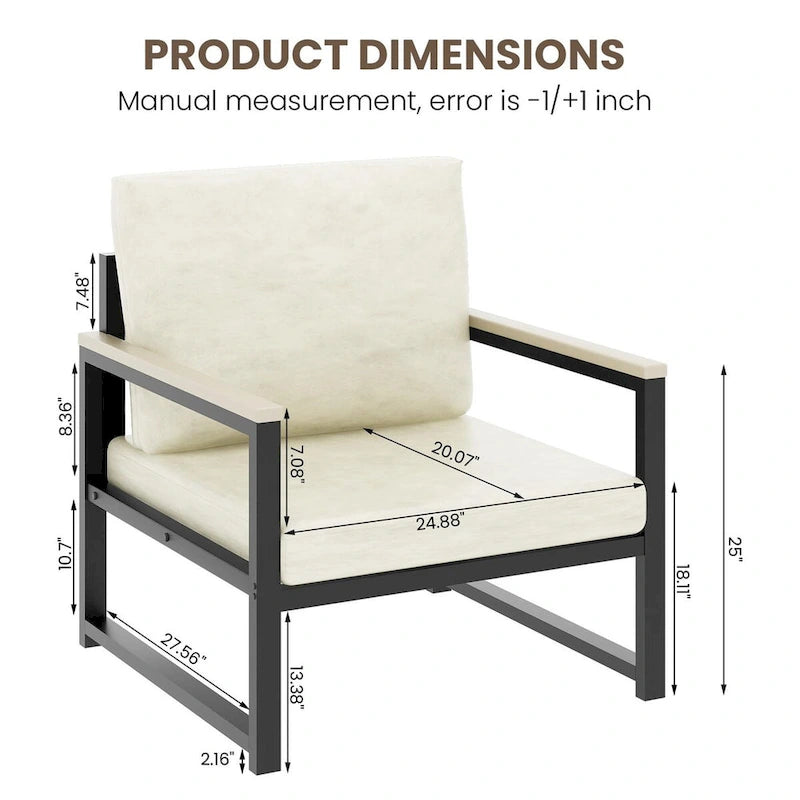 Sillón individual marrón/blanco, sofá individual moderno de piel sintética para 1 persona