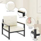Sillón individual marrón/blanco, sofá individual moderno de piel sintética para 1 persona