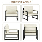 Sillón individual marrón/blanco, sofá individual moderno de piel sintética para 1 persona