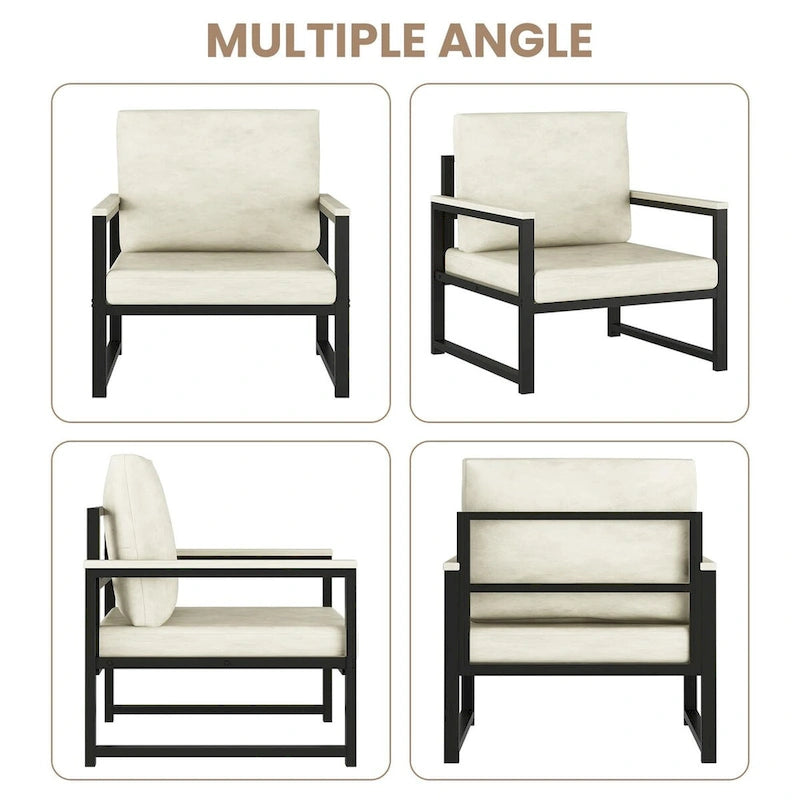 Sillón individual marrón/blanco, sofá individual moderno de piel sintética para 1 persona
