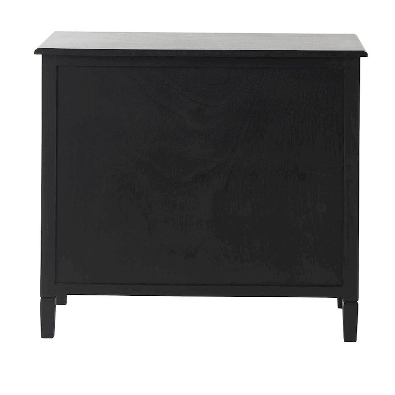 Armario de ratán negro con puerta, 3 cajones + 1 puerta, montaje para 1 persona